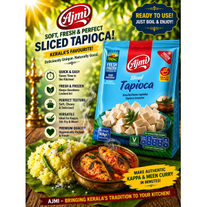 AJMI Sliced Tapioca – 908 g | Fresh Ready-to-Cook Kappa (Cassava)