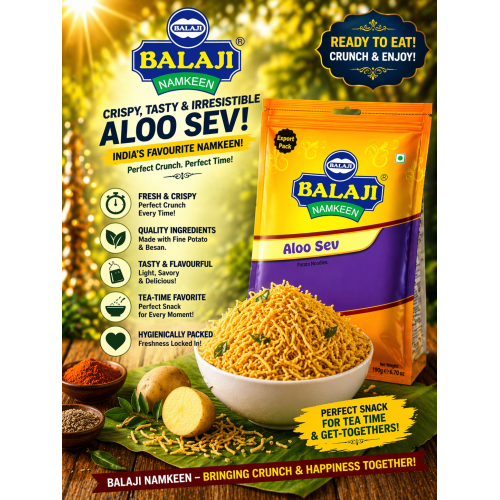 Balaji Aloo Sev 190g | Crispy Potato Sev Snack