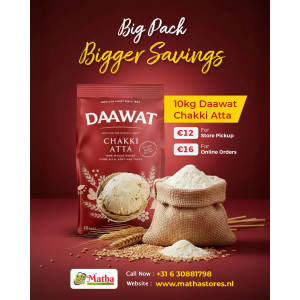Daawat Chakki Atta 10kg | 100% Whole Wheat Flour | BBD Sep 2026