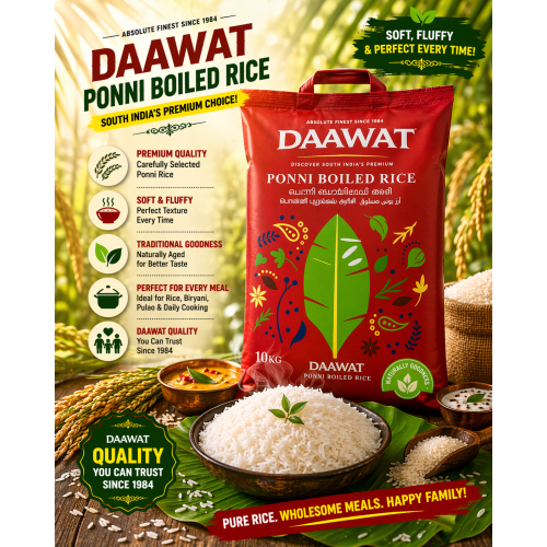 Daawat Ponni Boiled Rice 10kg | Premium Parboiled Rice