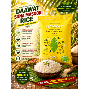 Daawat Sona Masoori Rice 10kg | Premium Medium Grain Rice