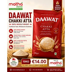 Daawat Chakki Atta 10kg | 100% Whole Wheat Flour | BBD Sep 2026