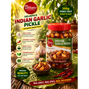 Delispice Indian Garlic Pickle 300g | Authentic Spicy Condiment