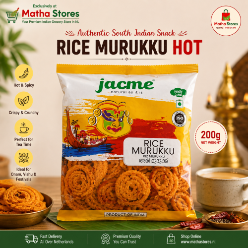 Jacme Rice Murukku Hot 200g – Spicy South Indian Crispy Snack