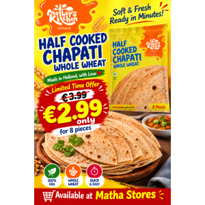 Mother's Kitchen Half Cooked Whole Wheat Chapati – 8 Pieces