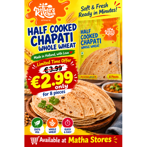 Mother's Kitchen Half Cooked Whole Wheat Chapati – 8 Pieces Mother's Kitchen Half Cooked Whole Wheat Chapati – 8 Pieces