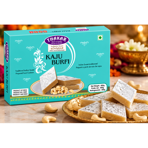 Thakar Kaju Burfi 400g – Traditional Indian Cashew Sweet Thakar Kaju Burfi 400g – Traditional Indian Cashew Sweet