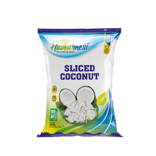 FLAVOURNEST Sliced Coconut – 400 g (Frozen/Ready-to-Use)
